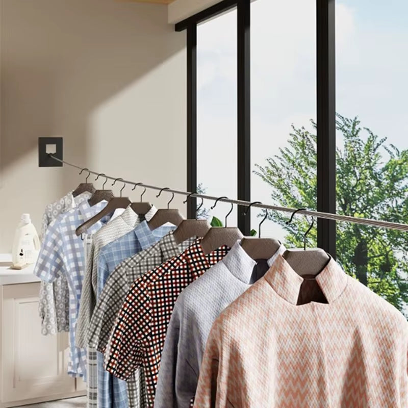 Invisible Clothesline Indoor without Hole-Punching Shrinkage Wire Clothes Drying Artifact Bathroom Balcony Telescopic Hanging