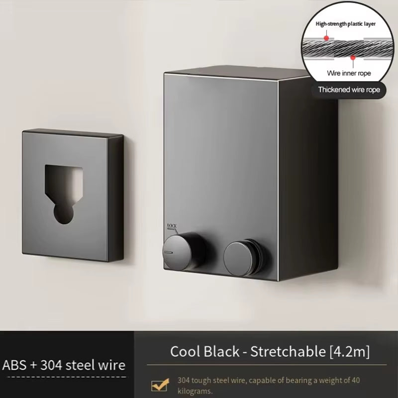 Invisible Clothesline Indoor without Hole-Punching Shrinkage Wire Clothes Drying Artifact Bathroom Balcony Telescopic Hanging