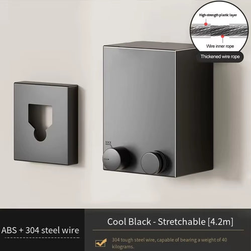 Invisible Clothesline Indoor without Hole-Punching Shrinkage Wire Clothes Drying Artifact Bathroom Balcony Telescopic Hanging